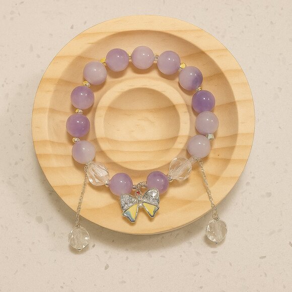 Purple and Silver Beaded Bracelet - Picture 1 of 3
